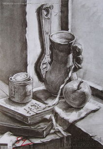 2014年四川美術學院設計類素描優秀試卷17 通訊設備的藝術呈現